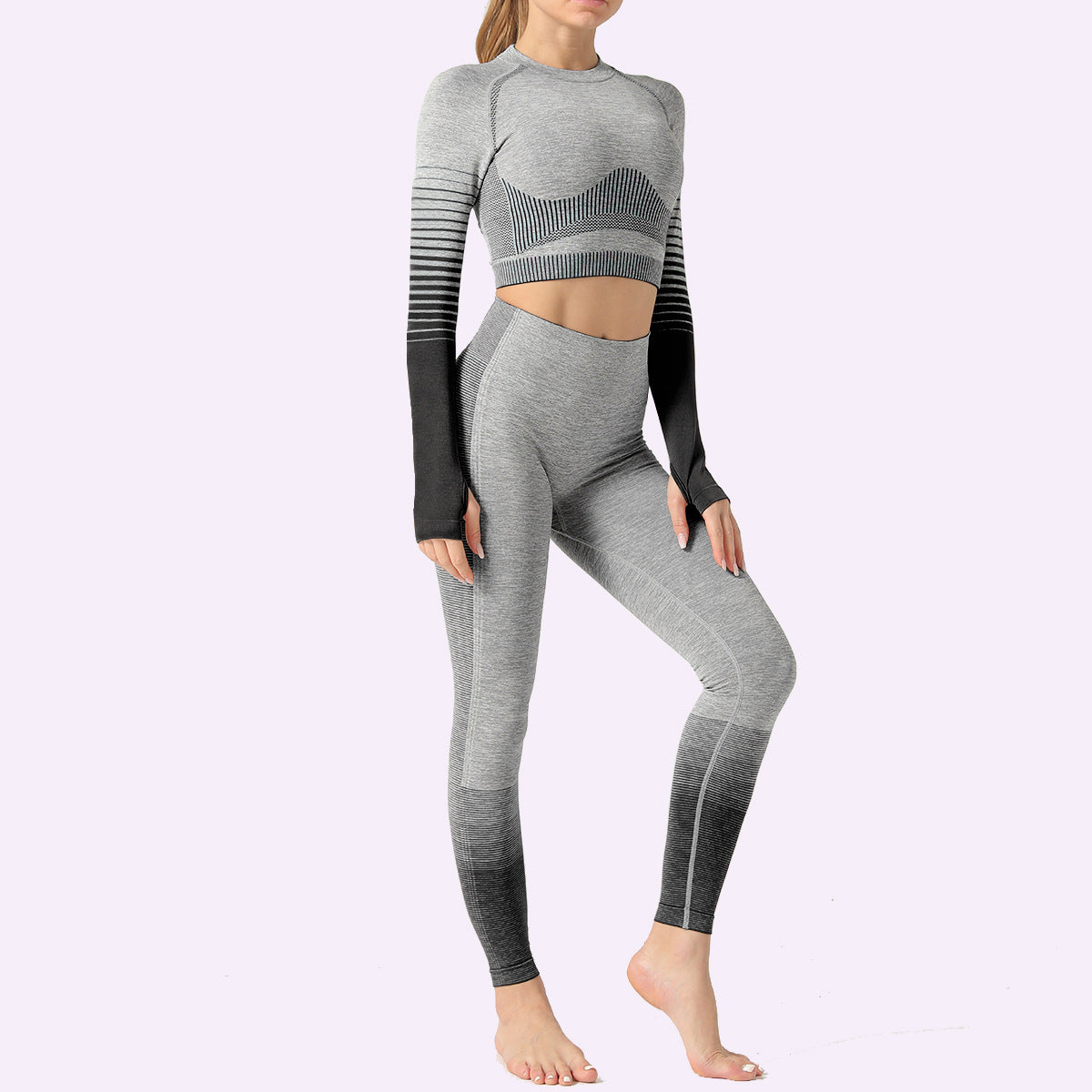 Damen Yoga Active Wear Crop Top und Leggings Set