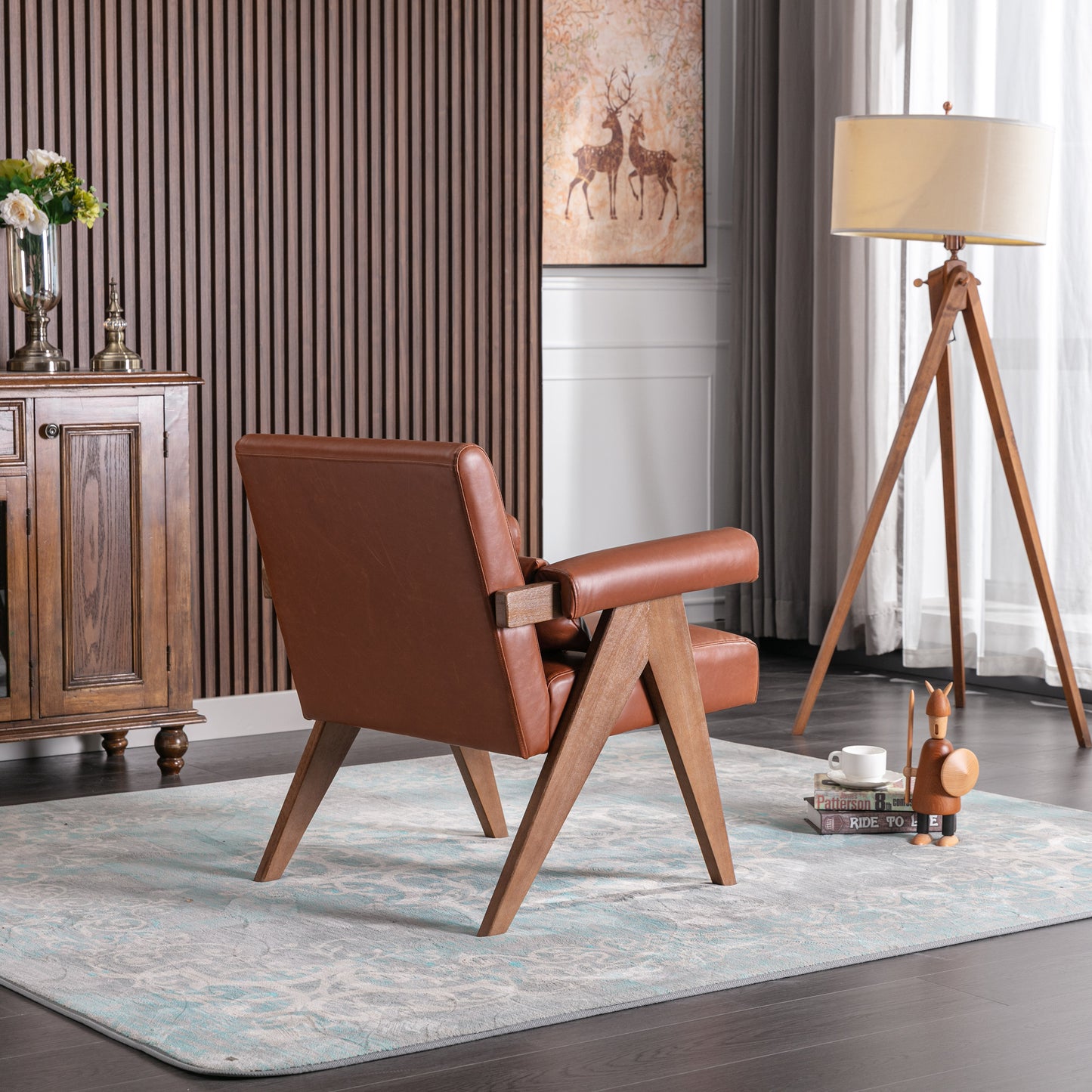 ANGLES WALNUT FINISH ACCENT CHAIR