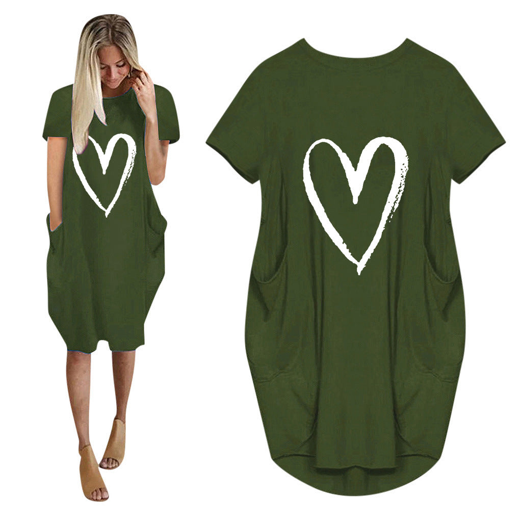 Short Sleeve Comfy Heart Dress