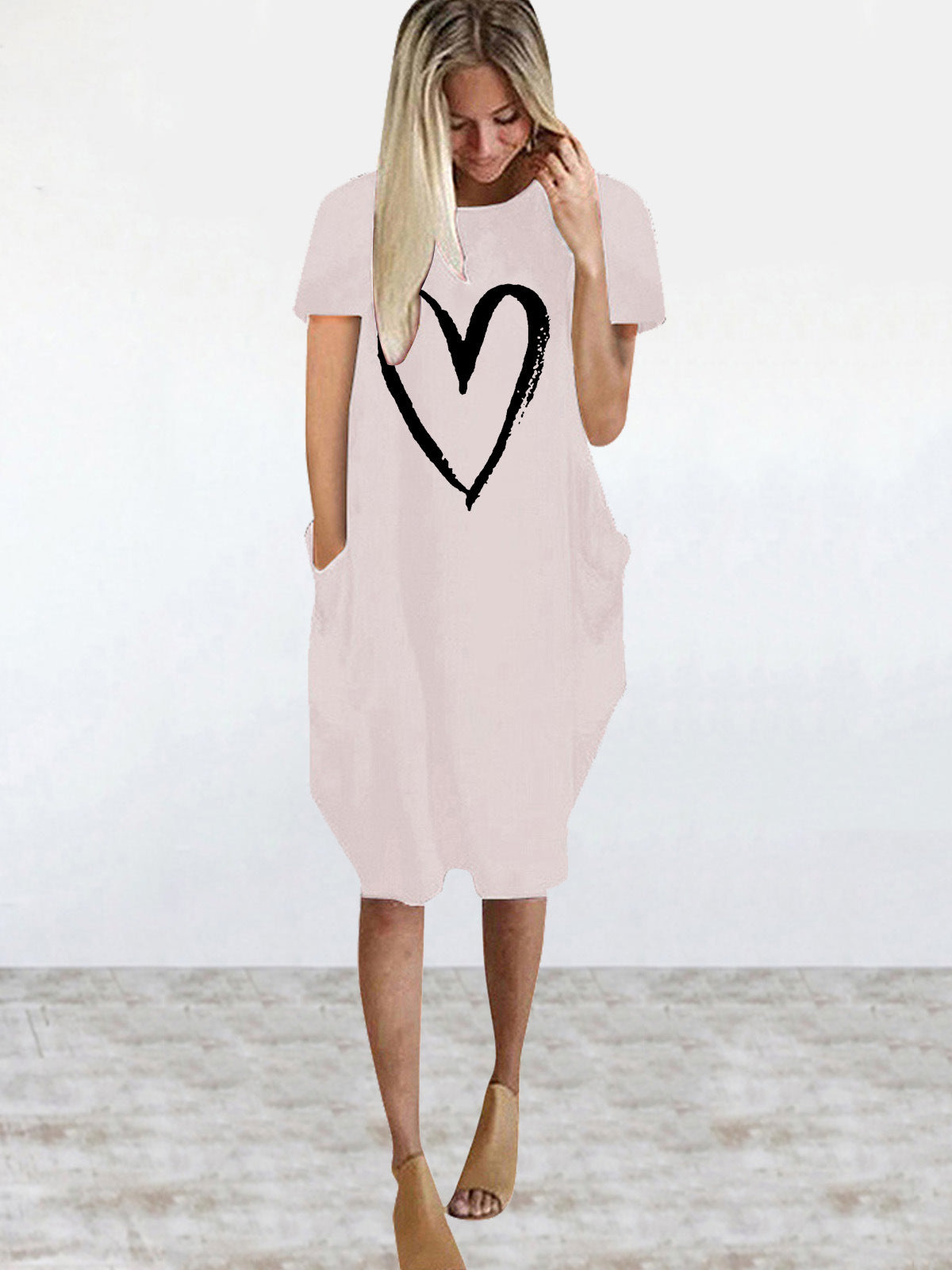 Short Sleeve Comfy Heart Dress