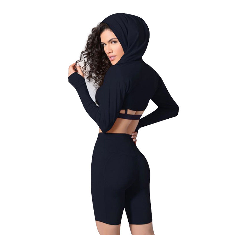 Ladies Cut Up Hooded Activewear Set (Color Options)
