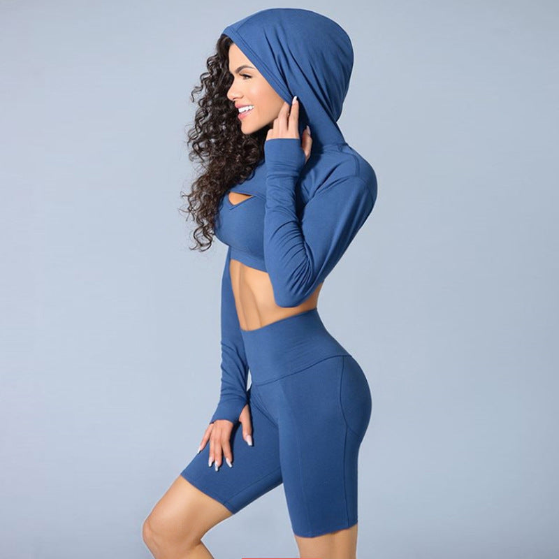 Ladies Cut Up Hooded Activewear Set (Color Options)