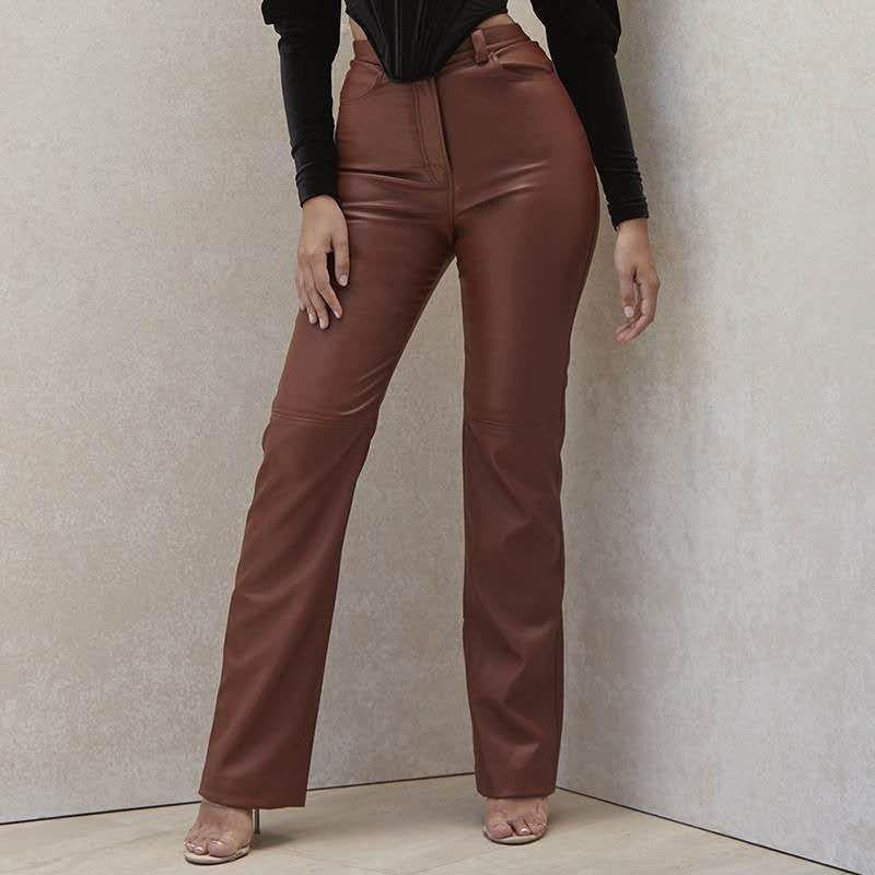 Matte Leather High Waisted Pants