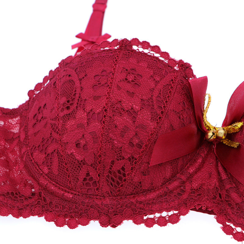 Conjunto de 5 piezas de sujetador de encaje rojo sexy Lencería tentación del día de San Valentín