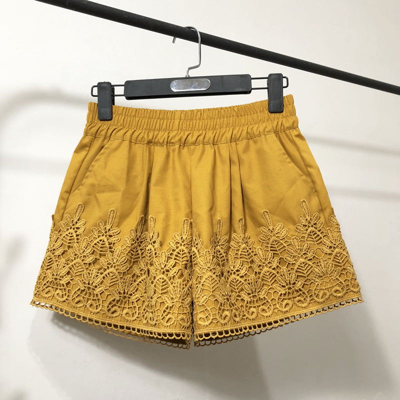 Lace Bottom Stitched Shorts