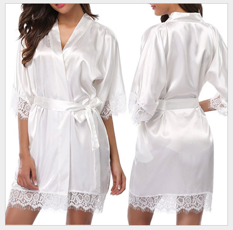 Satin and Lace Robe Lingerie Pajamas (9 Colors)