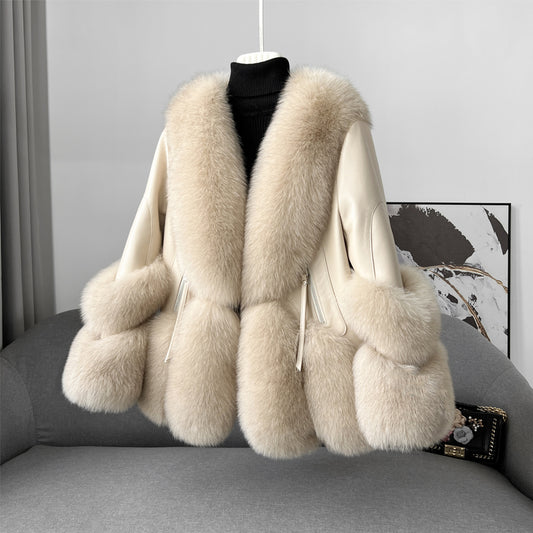 Women's Leather Fur Coat