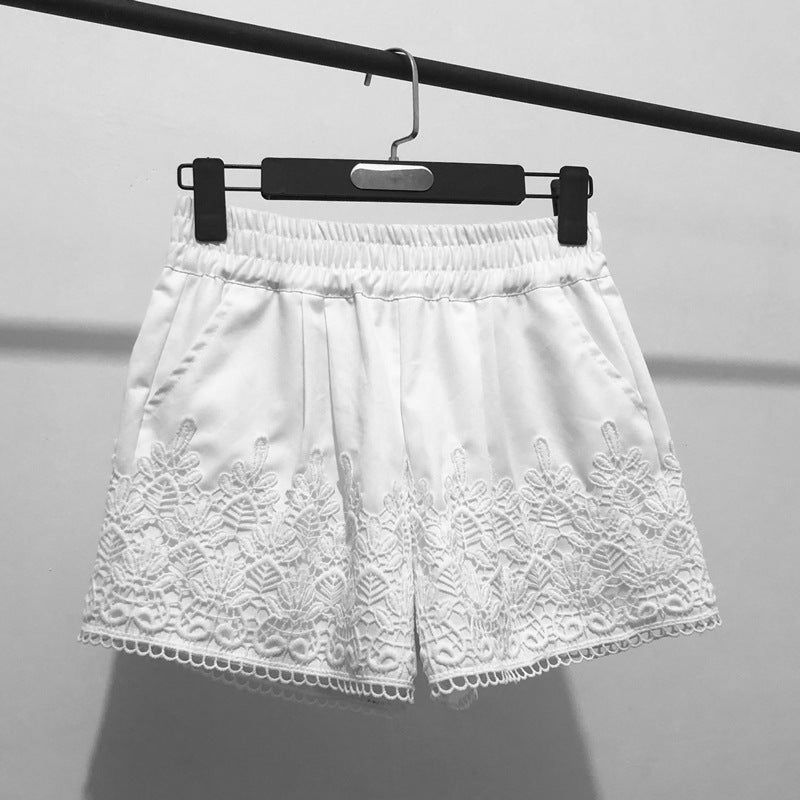 Lace Bottom Stitched Shorts