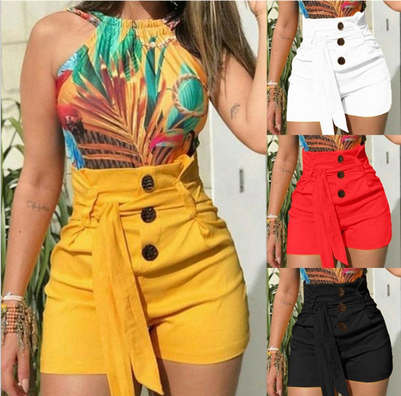 High Waist Belted Summer Shorts (Color Options)