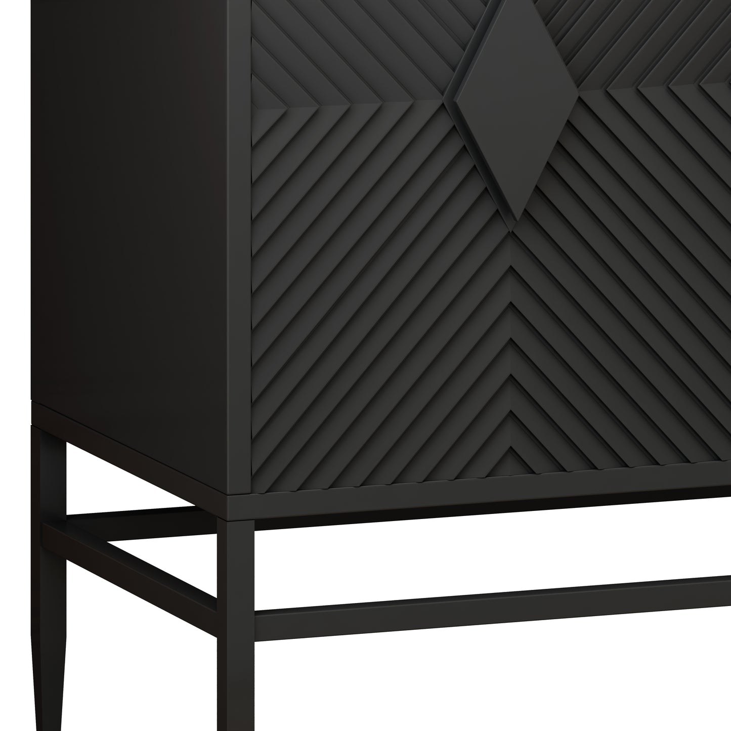 Diamond 31.50" Modern 2 Door Black Wooden Cabinet Two-tier Storage