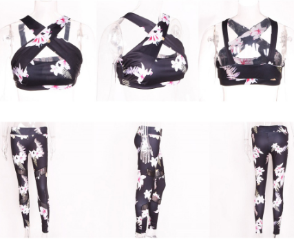 Cross-Body-Activewear-Set mit Blumendruck