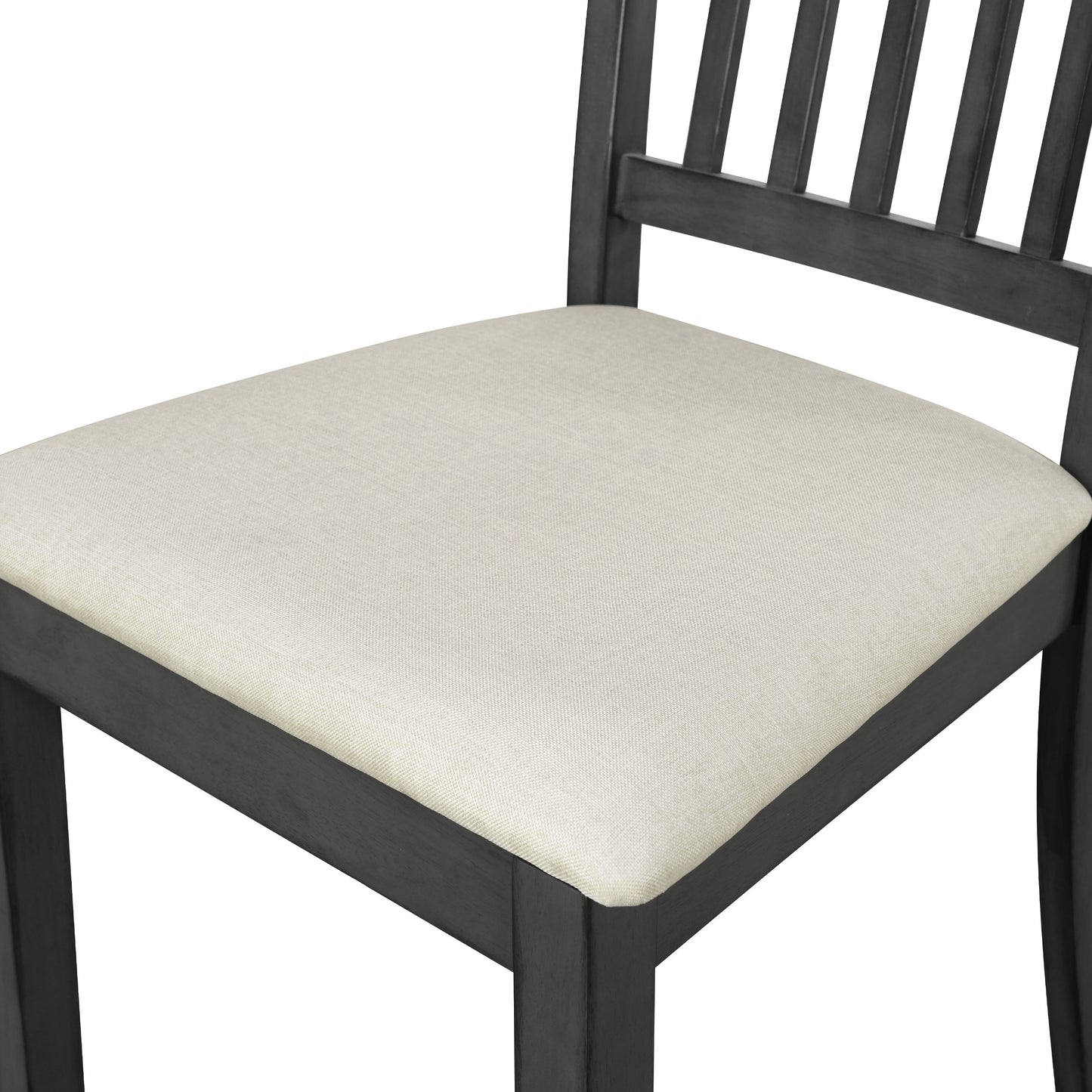 6-teiliges rustikales Esszimmerset, rechteckiger Tisch mit X-Gestell und 4 gepolsterte Stühle und Bank (Grau)