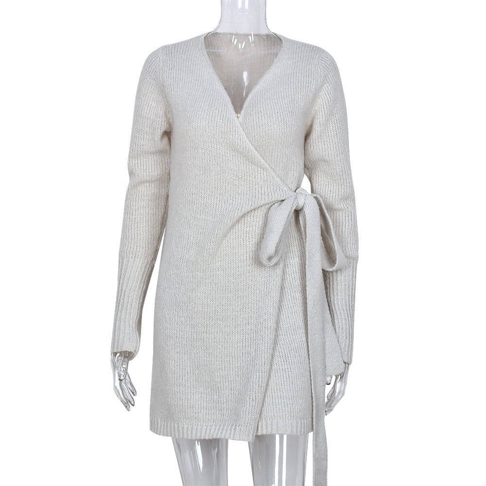 Wrapped and Knitted Cashmere Feel Sweater Dress
