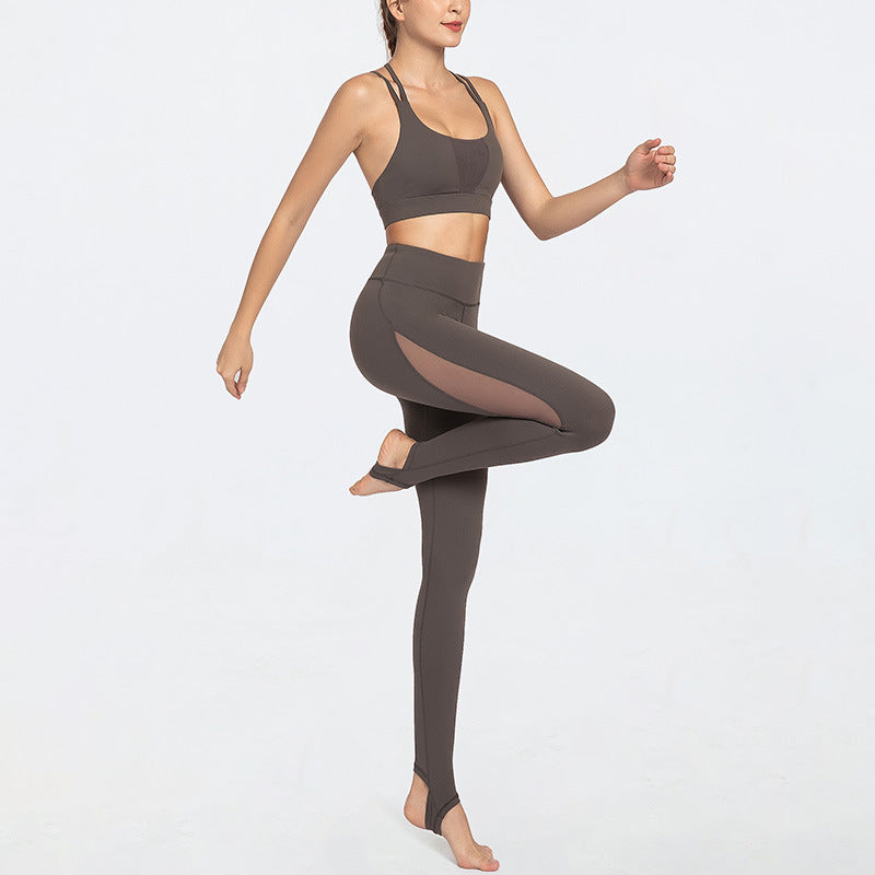 Pantalones de yoga transparentes hasta el muslo con funda para el pie