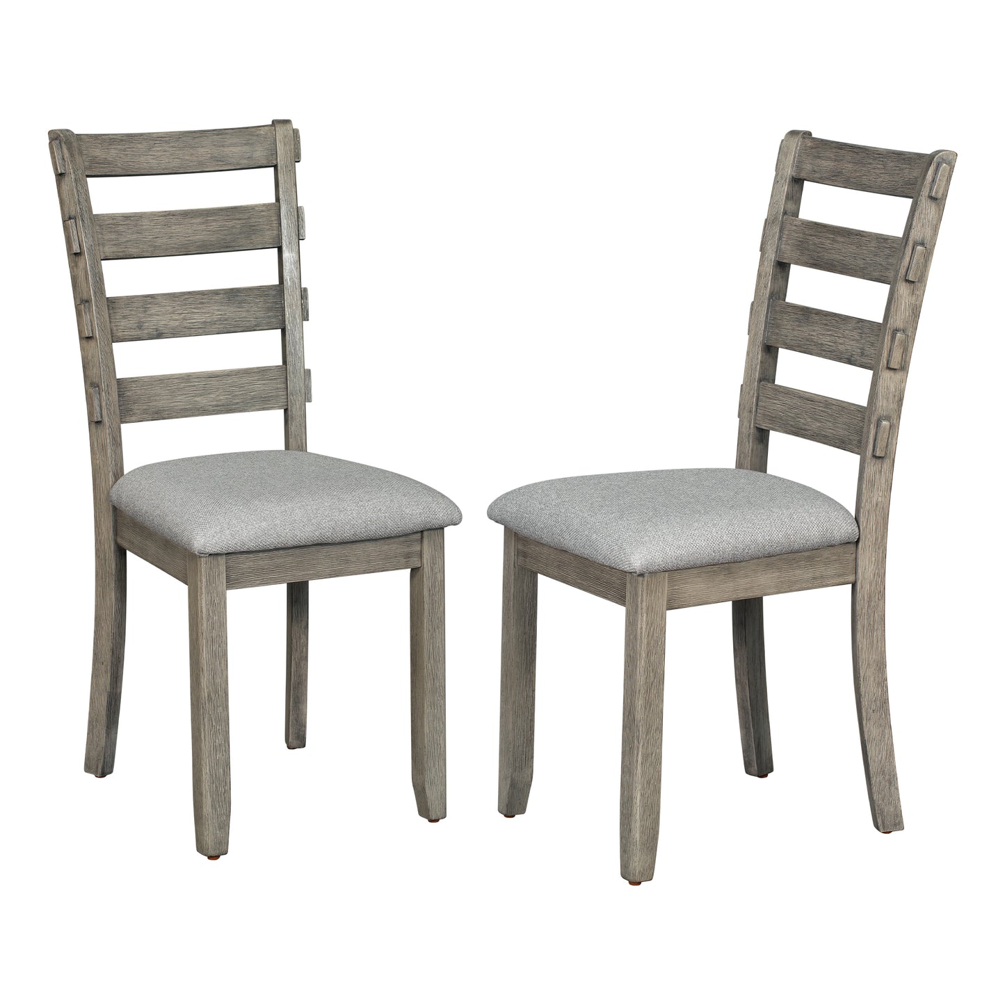 Juego de mesa de comedor Chevron de 6 piezas, sillas tapizadas y banco (gris)