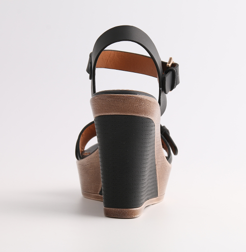 Buckle Color Block Wedge Heel Sandal (Color Options)