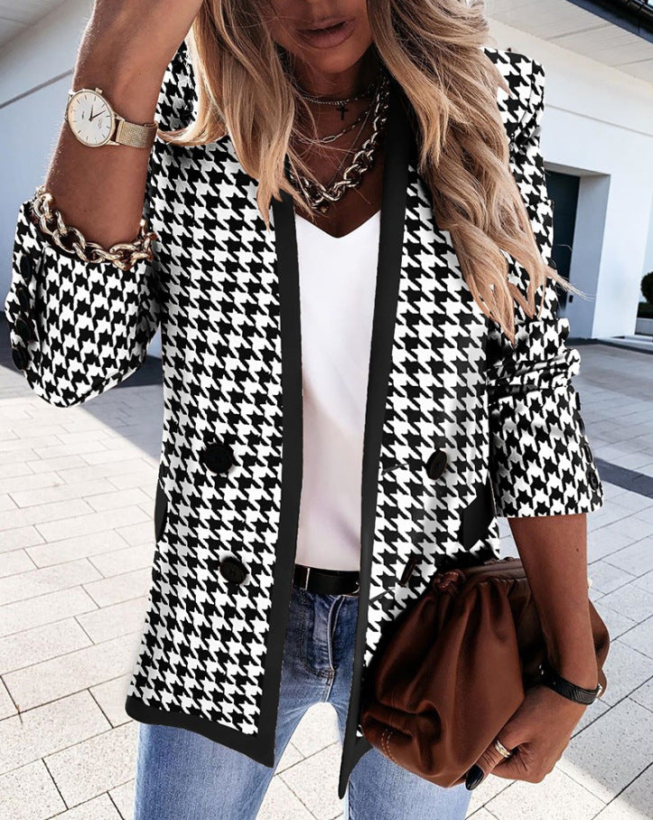 Chic long-sleeved double-breasted blazer