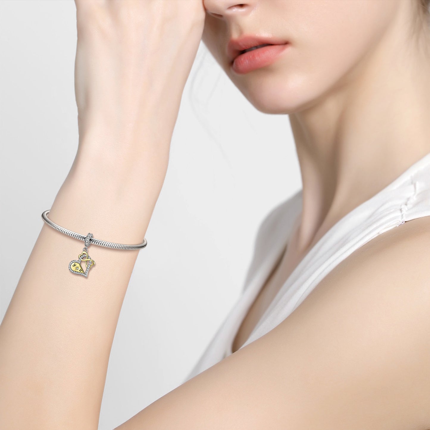 „Love You to ETERNITY“-Armband/Halsketten-Anhänger aus 925er-Sterlingsilber