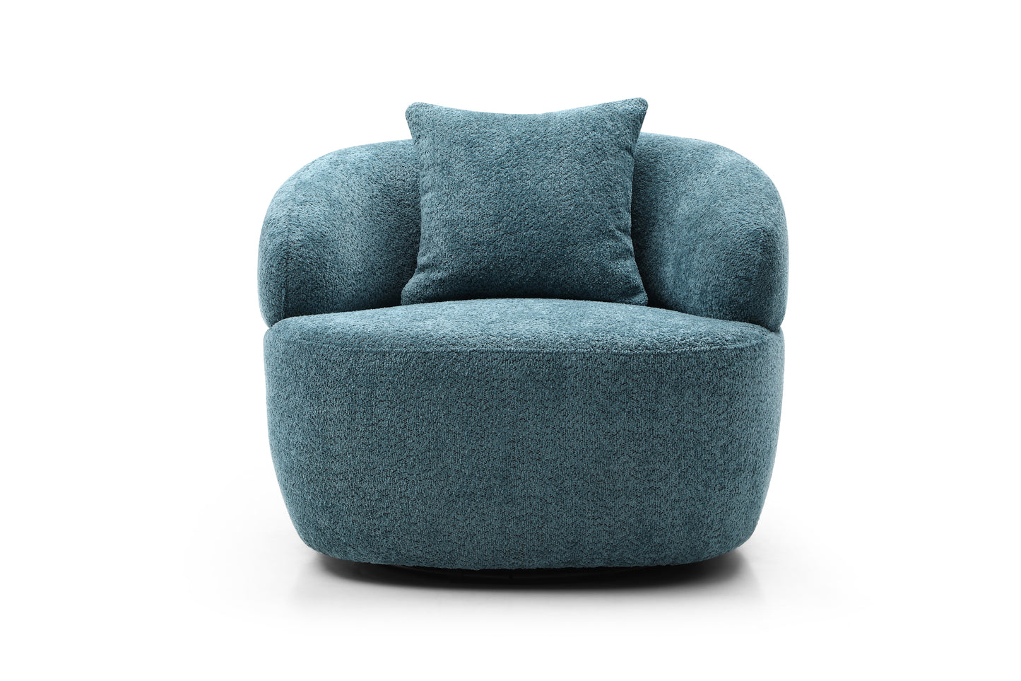 360° Swivel Barrel Mid-Century Modern Curved Chair,  Boucle Blue