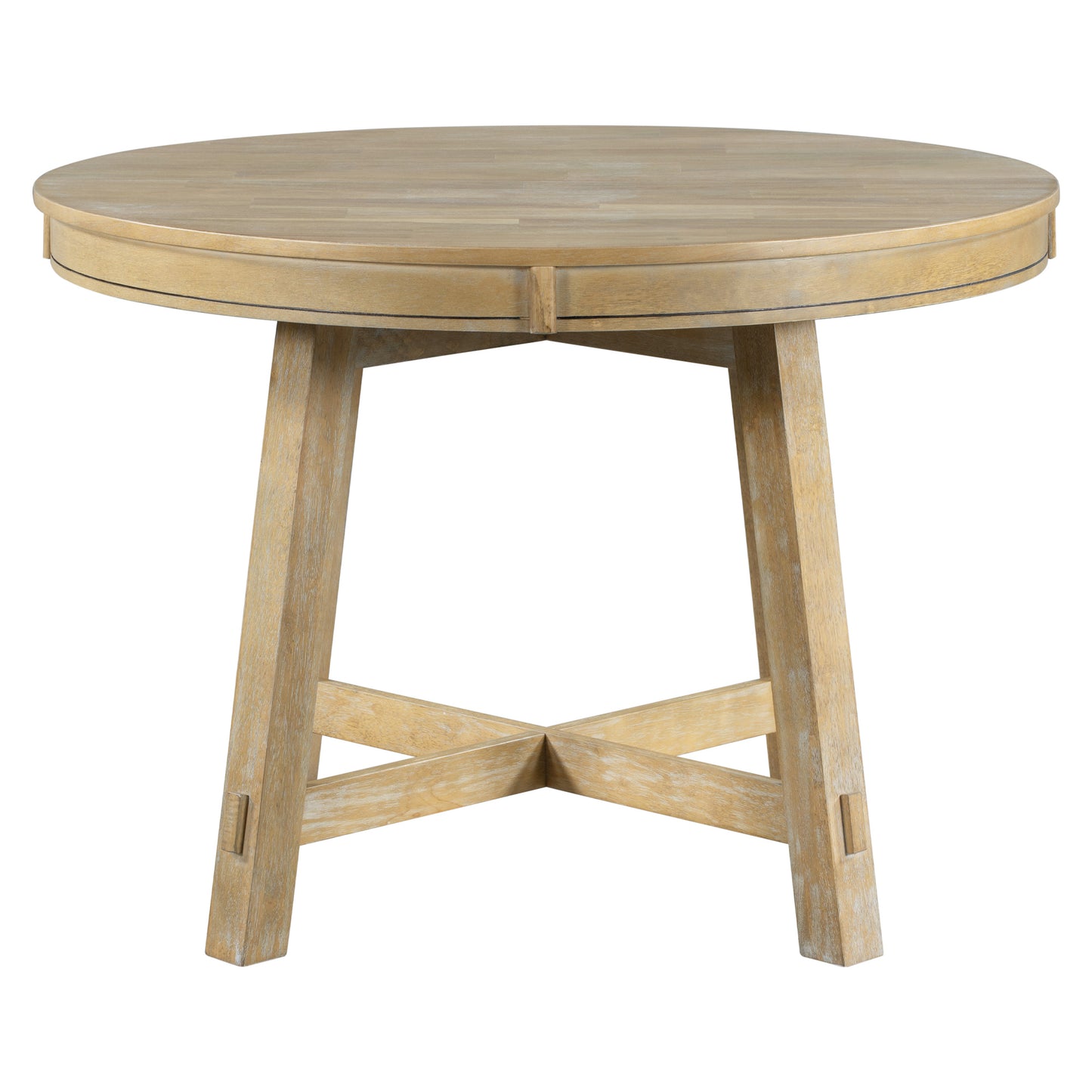 Mesa de comedor extensible redonda de madera de 5 piezas y 4 sillas de comedor tapizadas