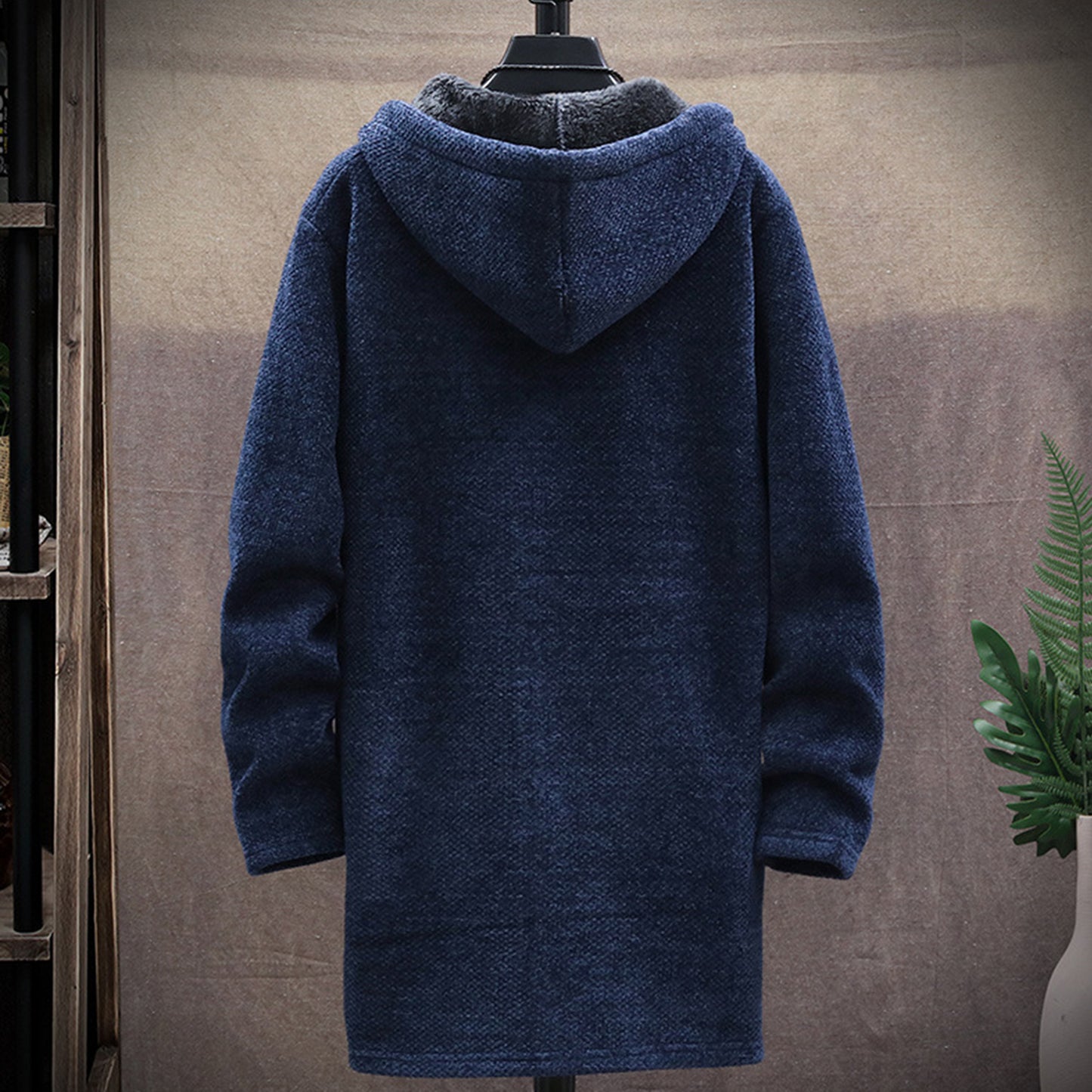 Plush Fur Lined Men's Sweater Jacket