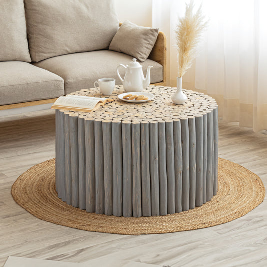 Grey Weathered Wood Branch Coffee Table