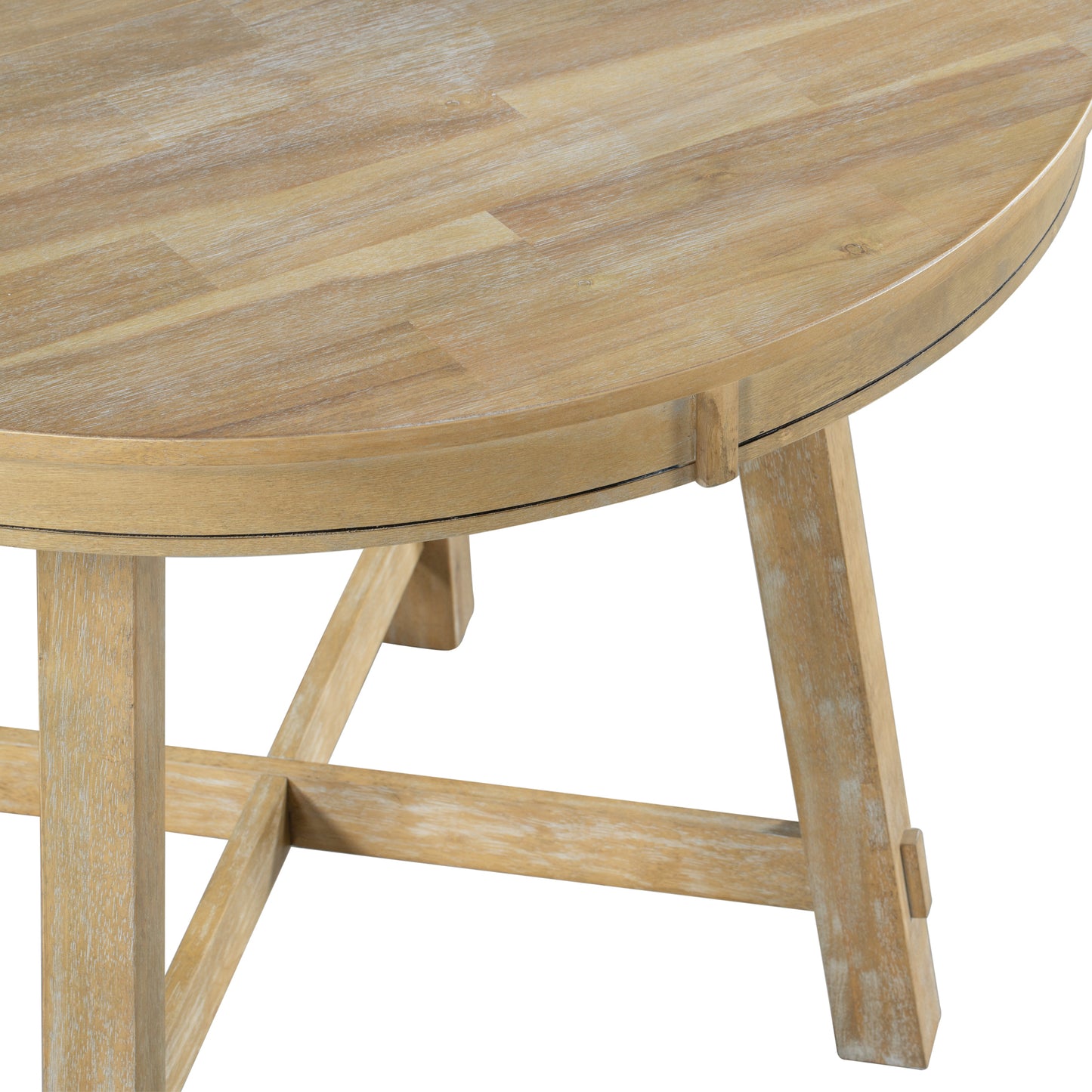 Mesa de comedor extensible redonda de madera de 5 piezas y 4 sillas de comedor tapizadas