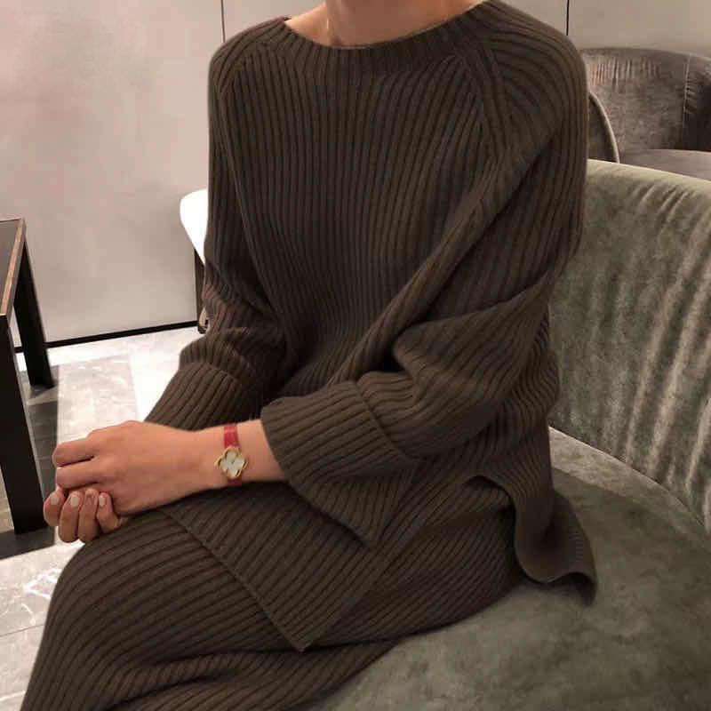 Conjunto de suéter de pierna ancha para mujer de dos piezas