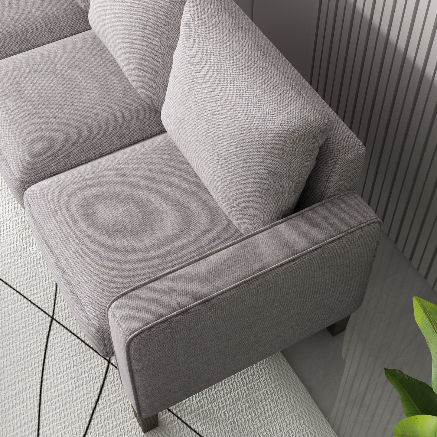 Sofá moderno de lino gris claro