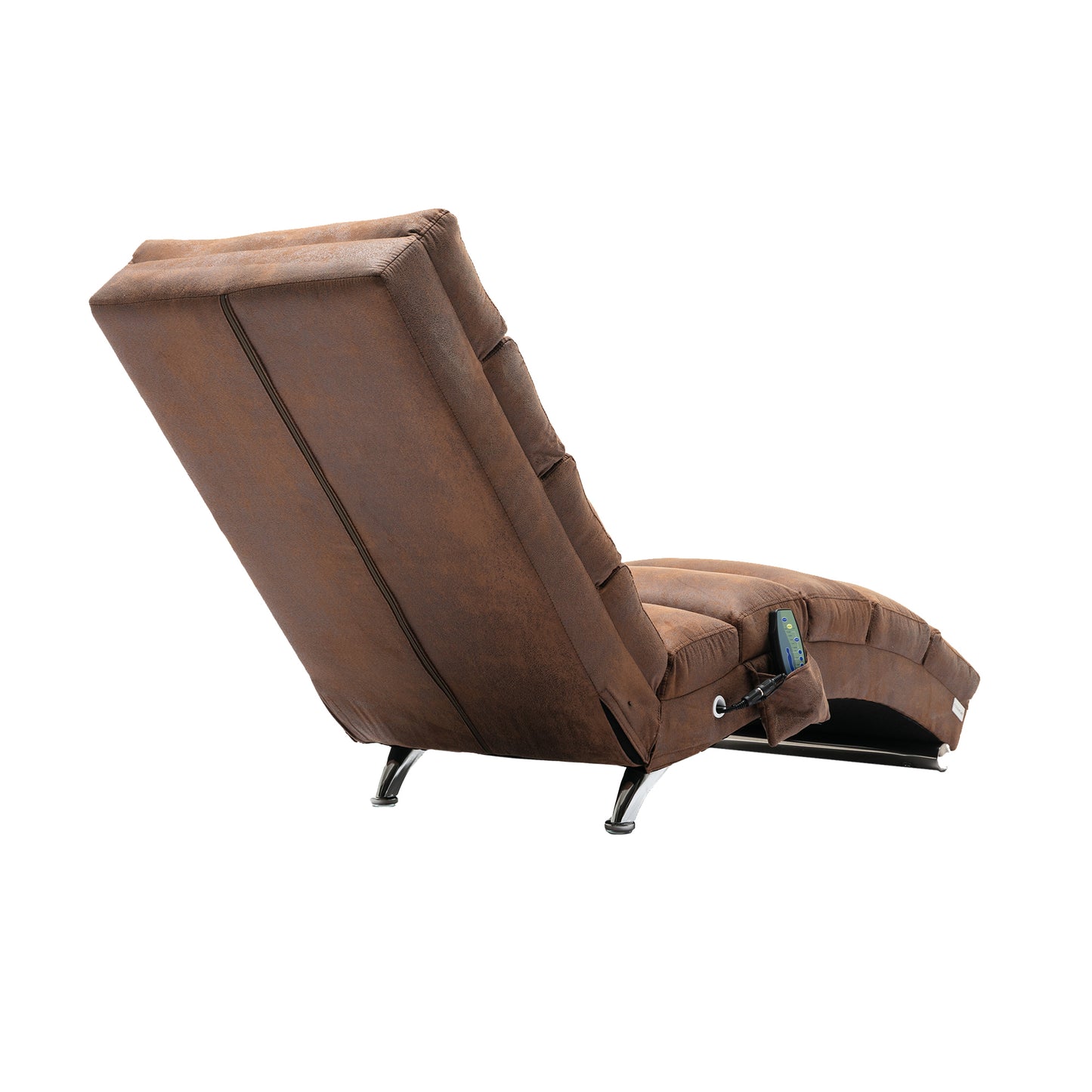 COOLMORE Chaise Lounge Masajeador de Lino Marrón