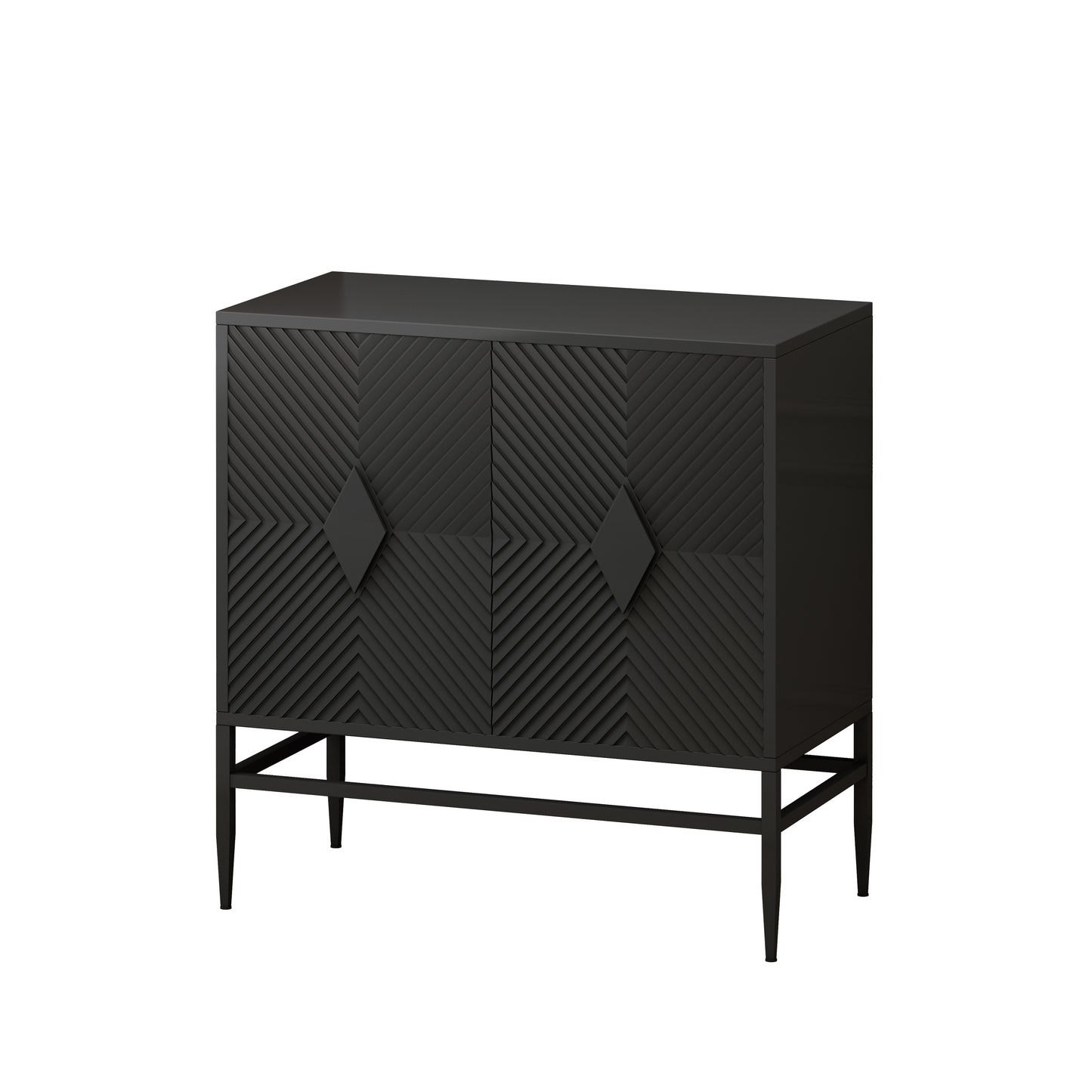 Diamond 31.50" Modern 2 Door Black Wooden Cabinet Two-tier Storage