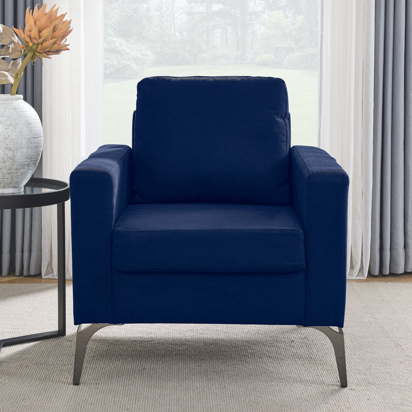 Pearson Square Corduroy Arm Chair Navy