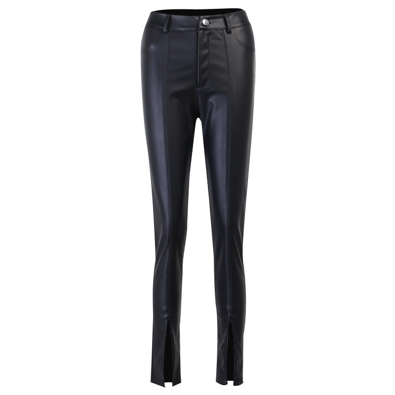 Women's Split Front Leather Pants