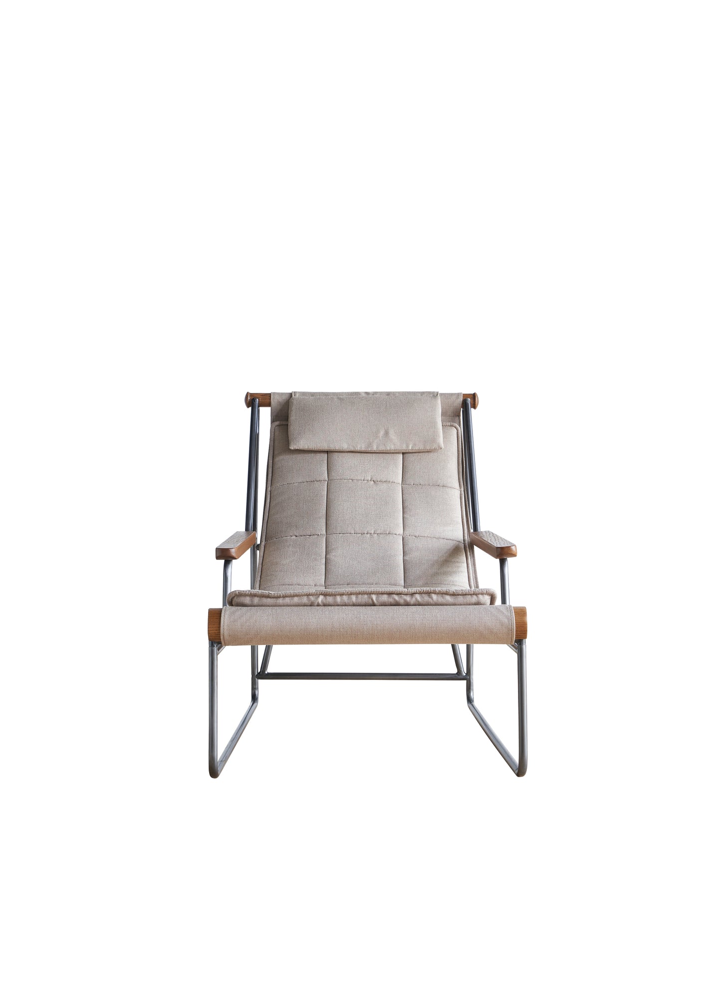 Taupe Linen Iron Base Lounge Chair