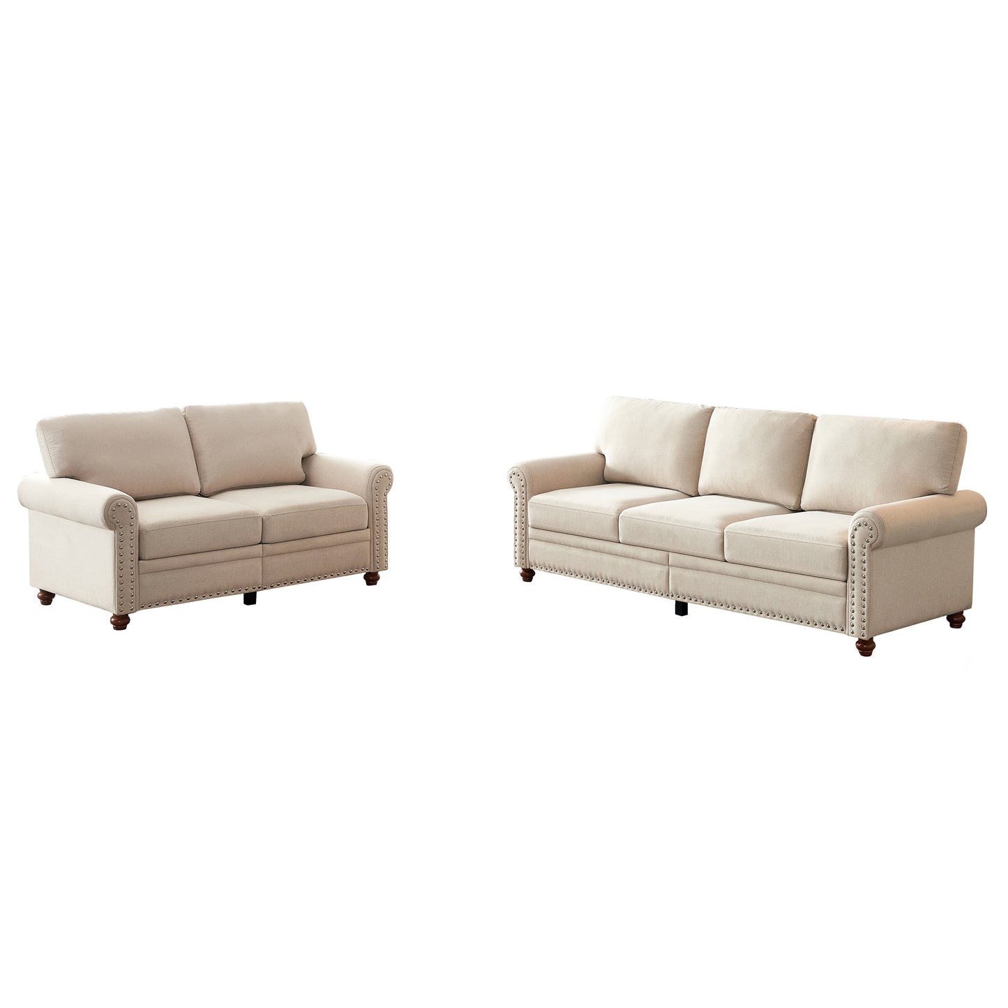 Linen Fabric Upholstery with Hidden Storage Sofa 2+3 Seater Combo (Beige)