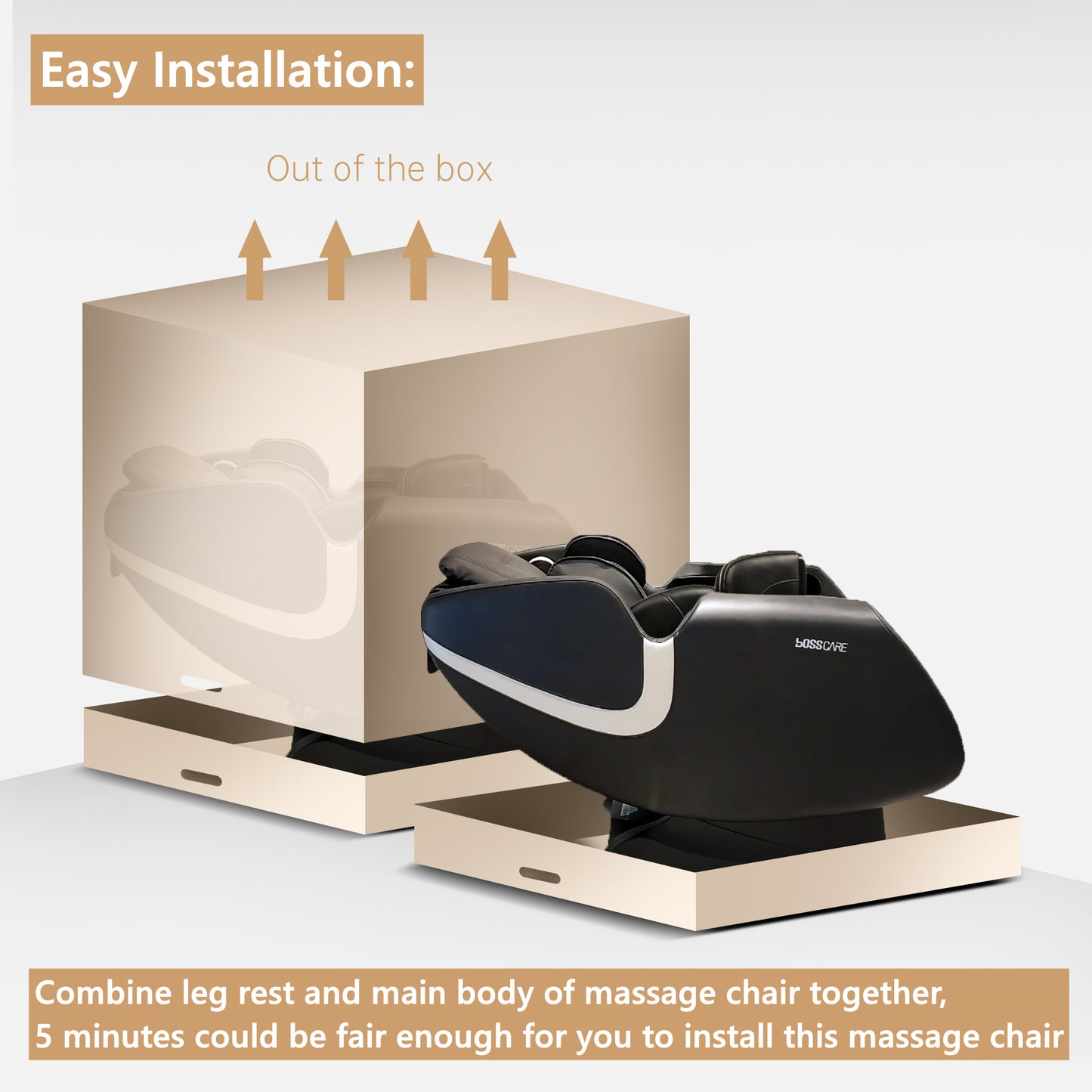 BOSSCARE Massagesessel mit Zero-Gravity-Airbag und Rollenmassage-Bluetooth-Lautsprecher