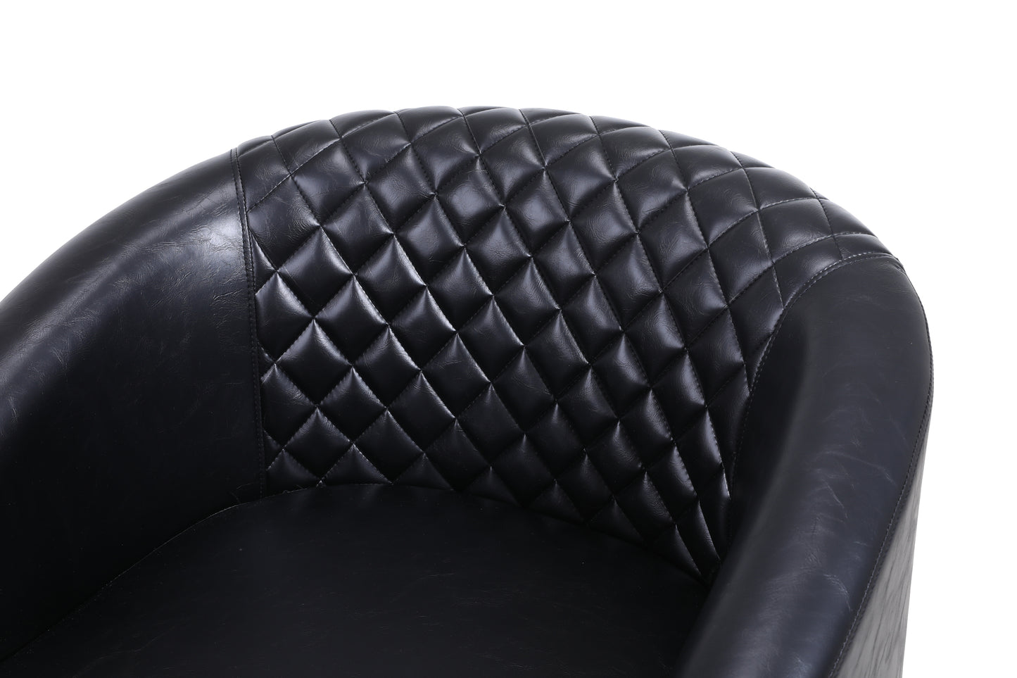 Eleganter Fass-Akzentstuhl aus schwarzem Leder