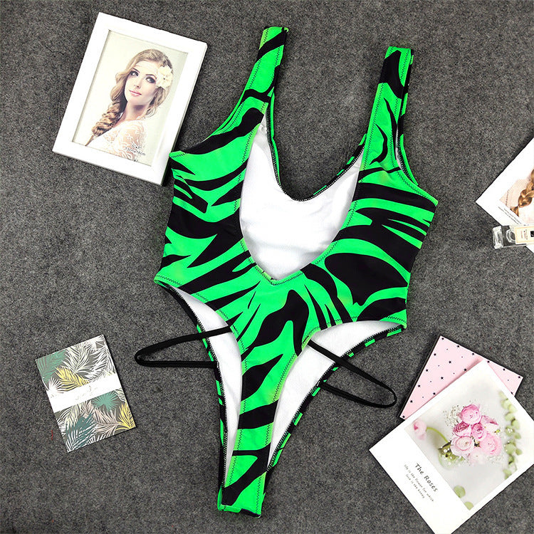 Tiger Print Strappy One-piece Swimsuit (Color Options)