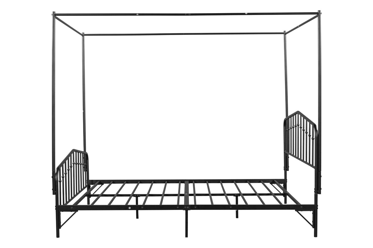 Cama con dosel tamaño queen desmontable de metal antiruido