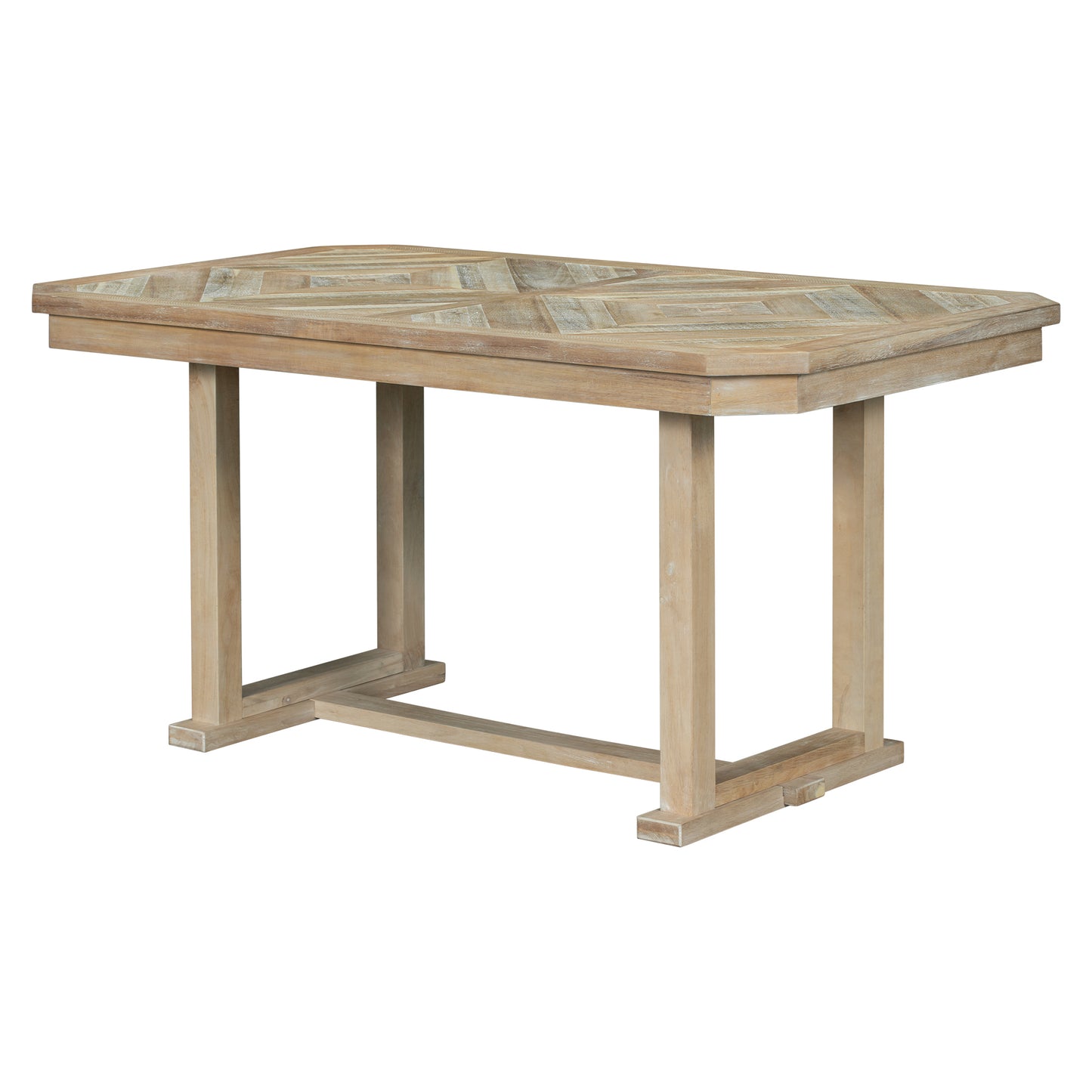 Juego de mesa de comedor de madera Chevron de 6 piezas con banco