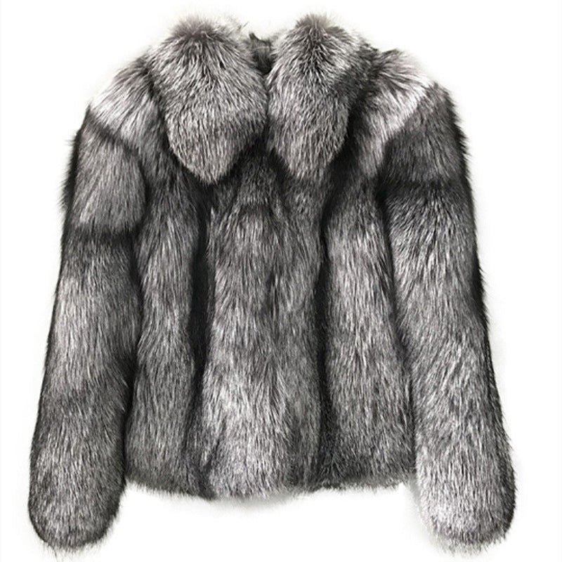 Women's Grey Faux Fur Coat