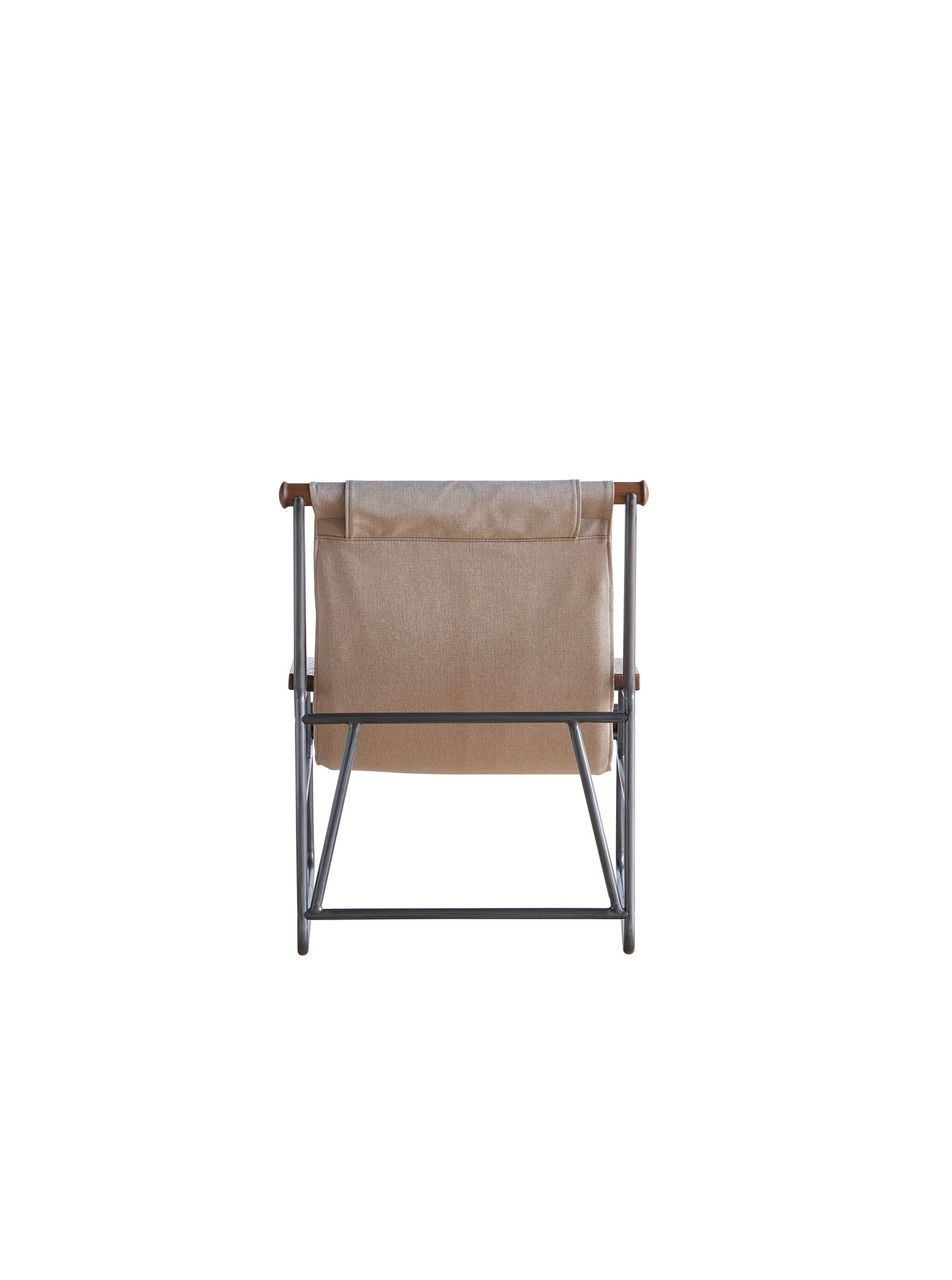 Taupe Linen Iron Base Lounge Chair