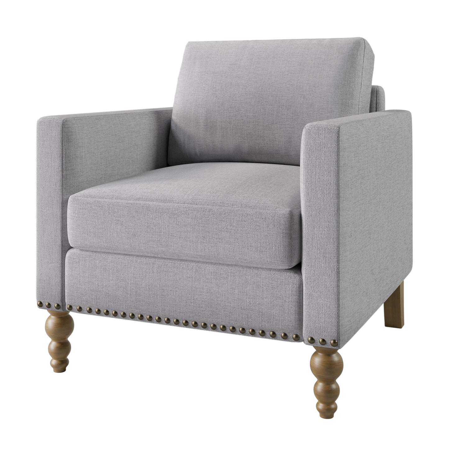 Light Gray Classic Linen Accent Chair