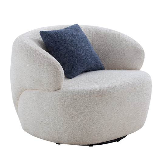 Sherpa Swivel Barrel Chair (Beige)