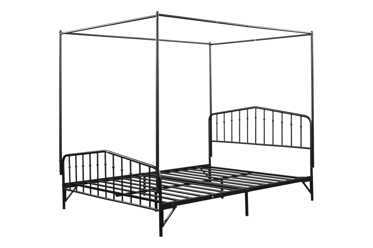 Cama con dosel tamaño queen desmontable de metal antiruido