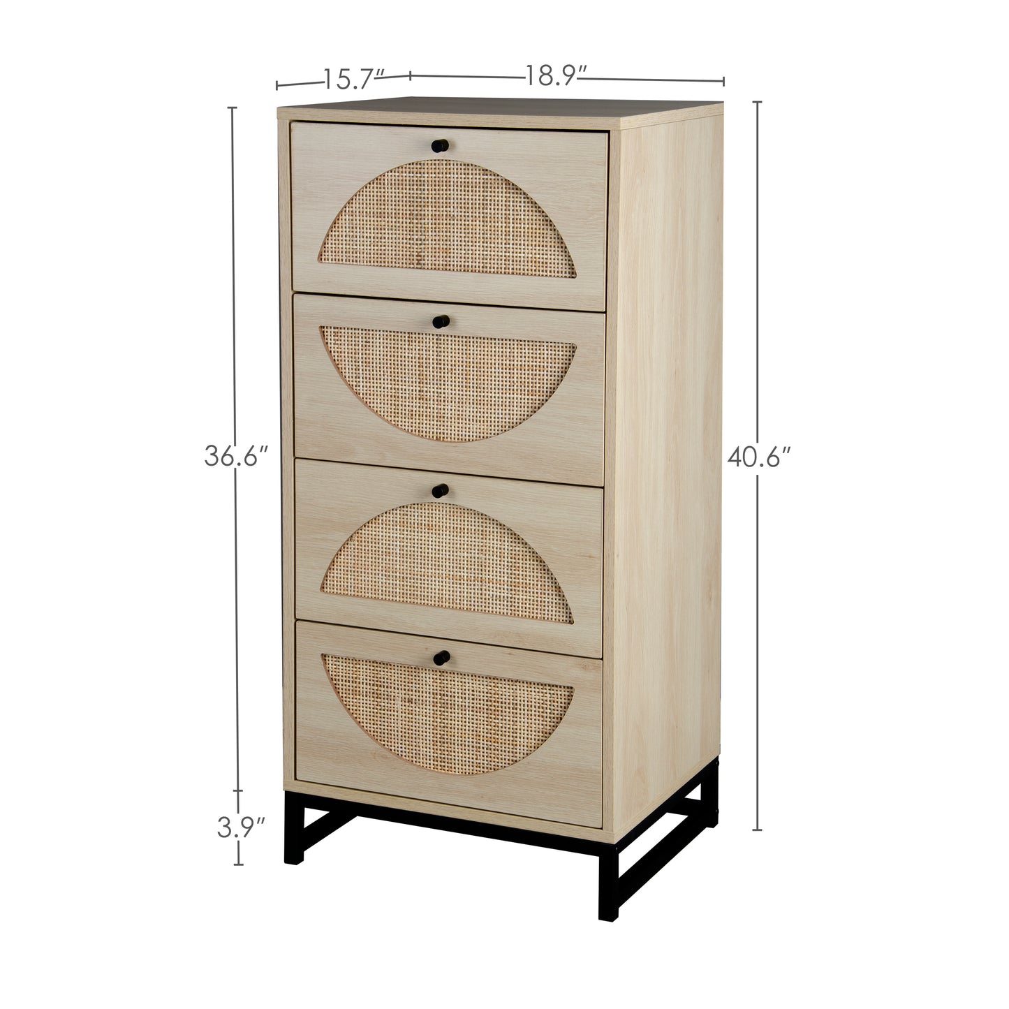 Unique 4-drawer Boho Chic Storage Cabinet