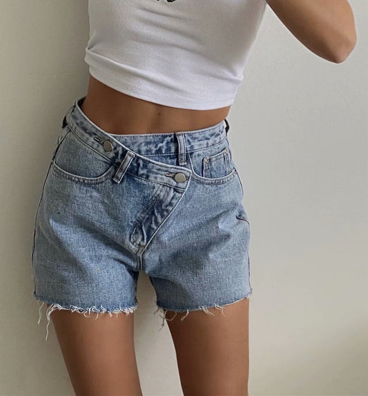 Unique Asymmetrical Denim Shorts