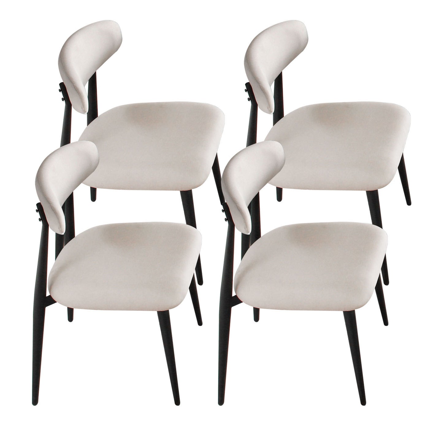 Dining Chairs set of 4, Upholstered Chairs with Black Metal Frame (Light Grey)