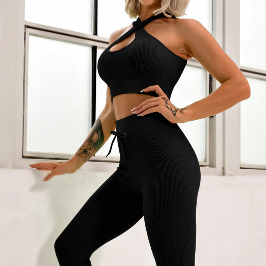 Knitted Halter Top Activewear Set (Color Options)