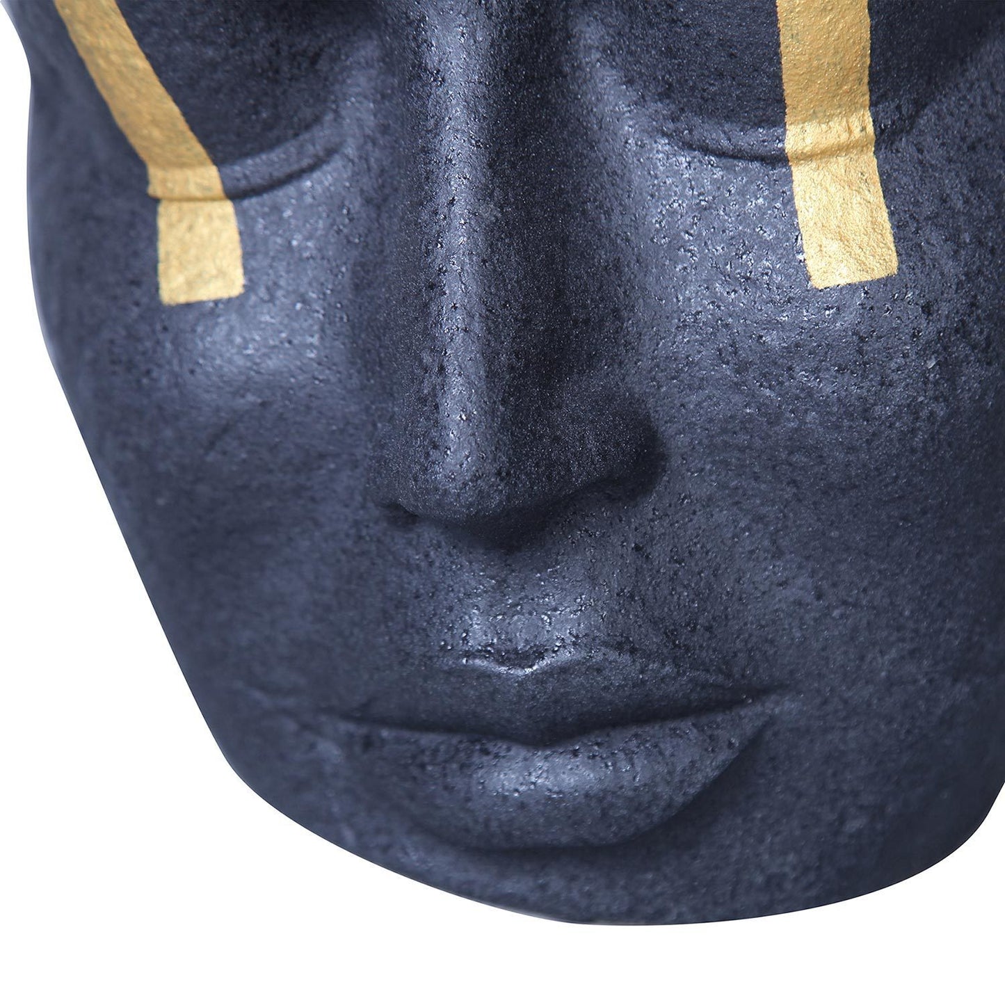 Gesichtsskulptur-Vase aus Keramik mit schwarzem und goldenem Akzent